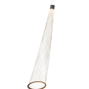 גוף תאורה תאורה דקורטיבי שחור חול עם חבל בז׳ | LED 24W | 3000K | MK6403P-001